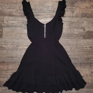 Tobi Skylar Ruffle Black Knit Sweater Dress